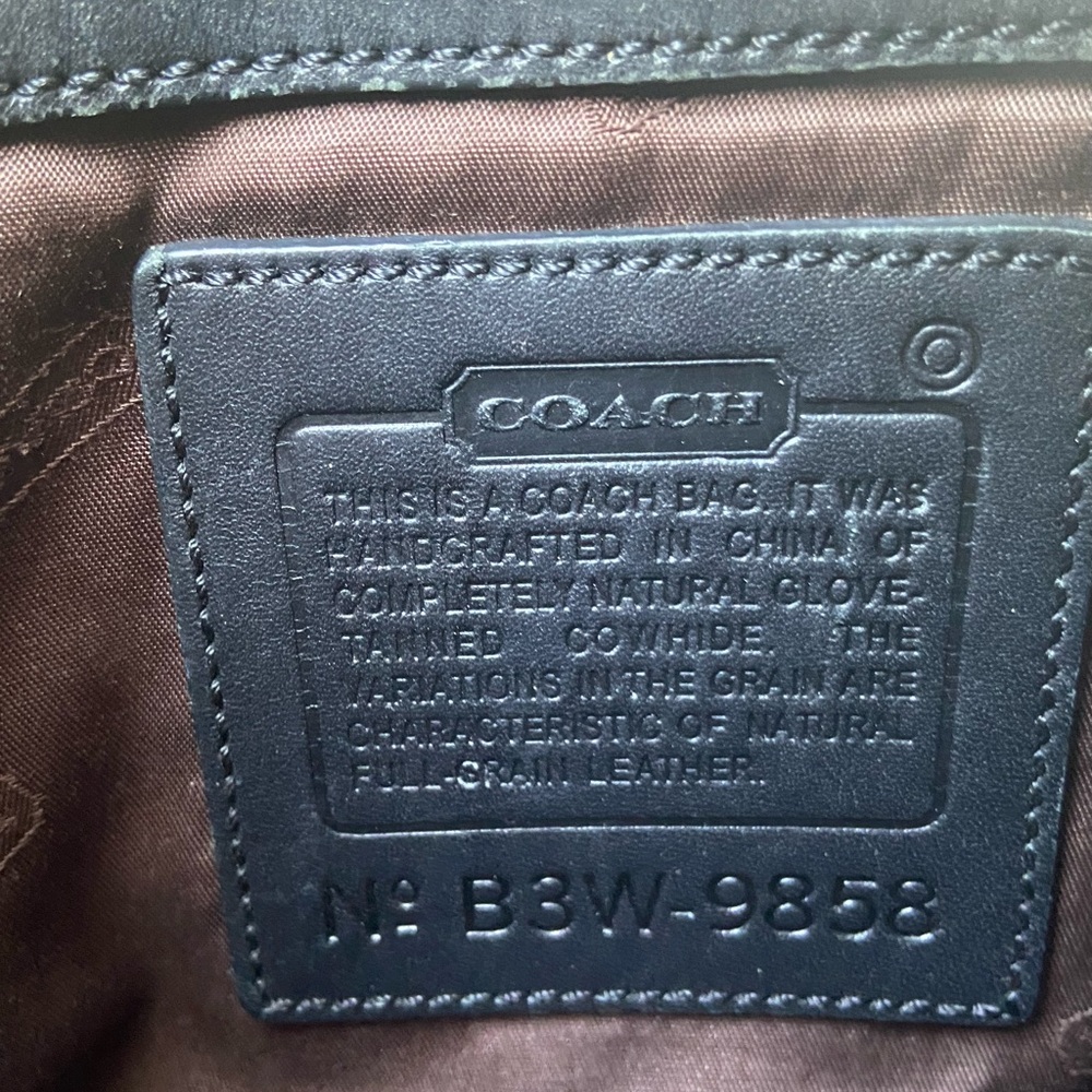 leather Coach backpack 11” x 11”.  VIEW PICS CLOSELY, SCRATCHES ON FRONT FLAP - Picture 4 of 9